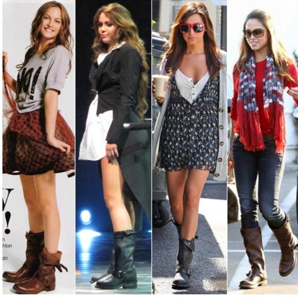 Frye Veronica Slouch Brown Leather Engineer Boots - Picture 7 of 16